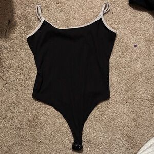 Black Bodysuit with White Trim
